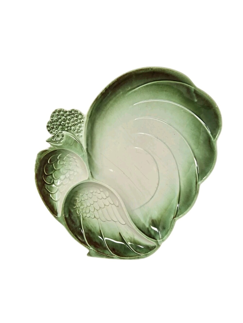 Vintage Royal Haeger Peacock Rooster Pottery Platter Made In USA 15x12
